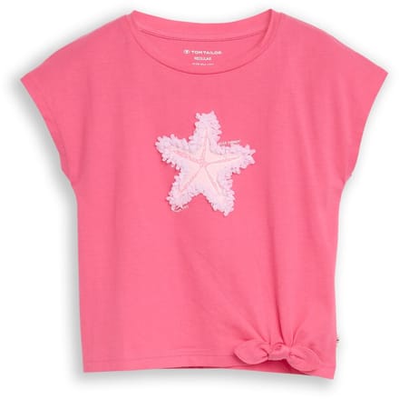 Tom Tailor - T-shirt met knoopdetail - Maat 104/110 - Flashy Pink
