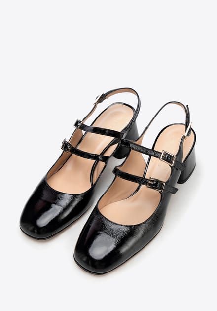 Wittchen Dames Leren Pumps met Bandjes Zwart Natuurlijk Leer