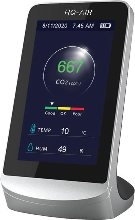 VANTILATE CO2 Meter Binnen - CO2 Meter Horeca Met Alarm - CO2 Melder NDIR Sensor - Luchtkwaliteitsmeters Monitor - Temperatuurmeter