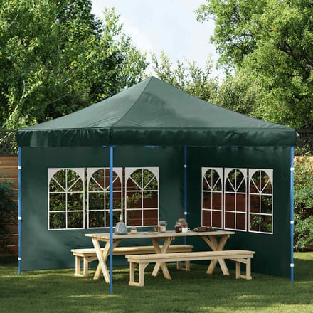 vidaXL - Tentwanden - met - raam - PE - groen - 2 - st