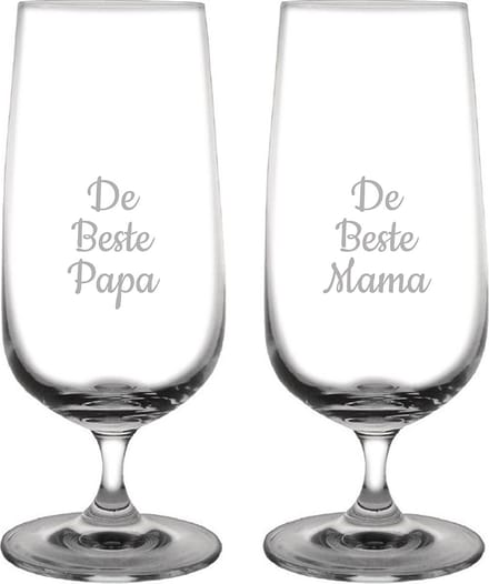Gegraveerde bierglas op voet 41cl De Beste Mama-De Beste Papa