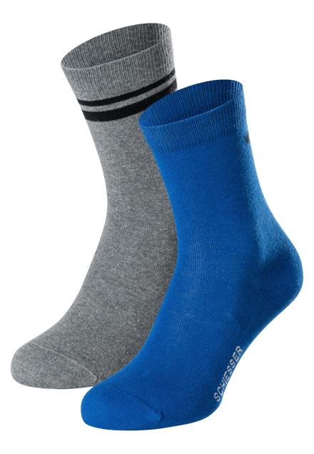 Herensokken, set van 2, grijs gemêleerd/blauw - Fashion 43/46