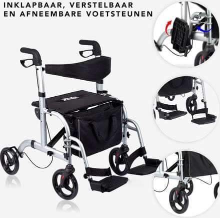 Aidapt Rolstoel - Rollator - Grijs