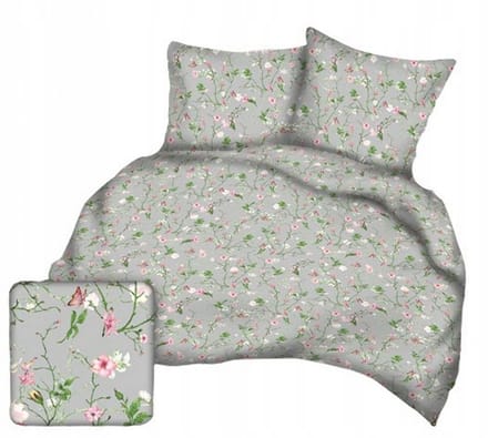 Kora Beddengoed 160x200 Grijs Roze Bloemen 100% Katoen