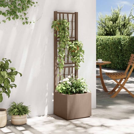 vidaXL - Tuinplanter - met - Trellis - Bruin - 36 - x - 36 - x - 140 - cm - PP