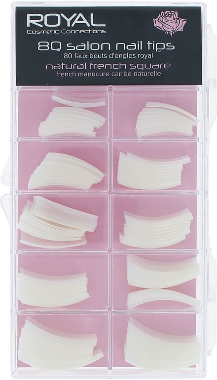 Royal 80 Salon Nail Tips - Natural French Square
