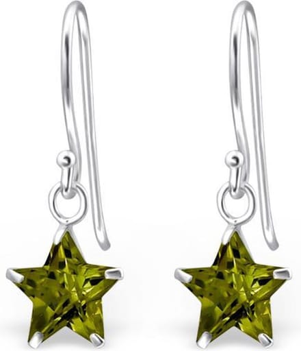 Montebello Oorbellen Ada Olive - 925 Zilver E-Coating - Ster - 8mm - 23mm