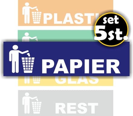 Jerma - Recycling - Kliko - Sticker – 5 stuks – 20 x 5.5 cm – Vinyl – Weerbestendig - Zelfklevend