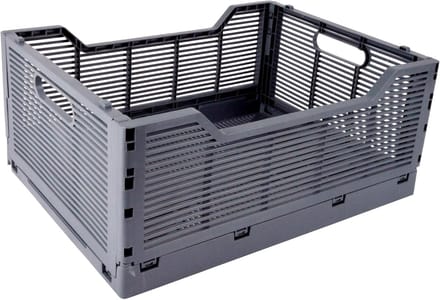 Opvouwbare kist, maat L, 40 x 30 x 17 cm, stapelbaar, grijs
