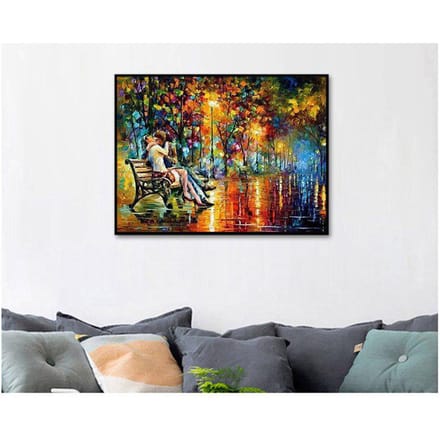 Kruissteek straatlandschap borduurwerk stad landschap Kits wit canvas Home Decor 20X30CM black