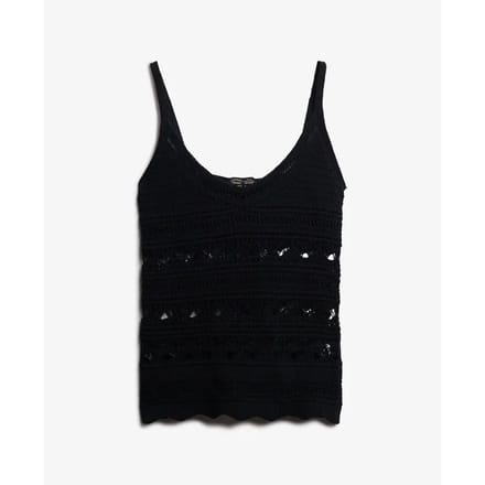 Superdry Gehaakt Camitopje Black Grootte: 40