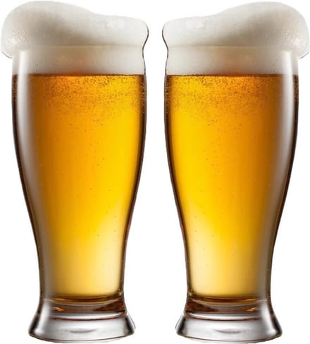 LAV Bierglazen - 2x - 565 ml/0,56L - stevig glas - Stijlvolle glazen - Halve liter/groot formaat - Voor de liefhebber