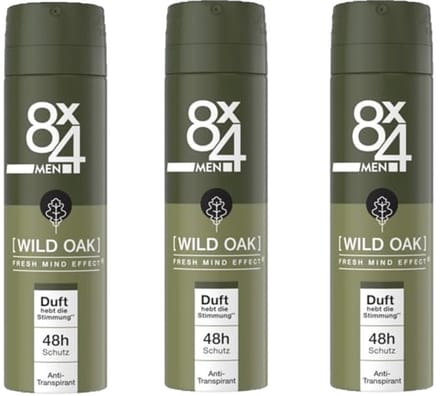 8x4 Deodorant Spray No 8 Wild Oak 150 ml - Voordeelverpakking 3 stuks