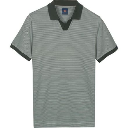 Baileys Polo No Buttons V-Neck Small Yarn Dyed Stripe Thyme Green / male