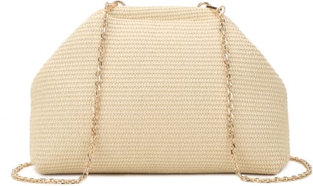 Giuliano kunststof raffia schoudertas Becky - Dames - Beige
