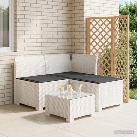 vidaXL - 3-Zits - Tu - bank - met - Kussens - Rattan - Look - 3-zits - PP - Wit