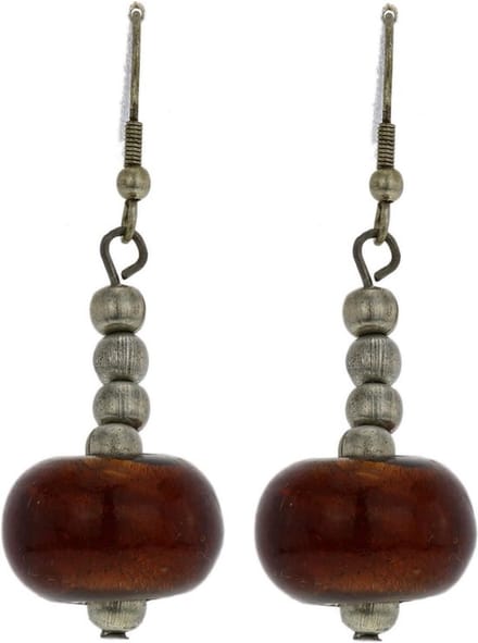 Behave - Oorhangers met bruine glaskraal - Vintage retro stijl