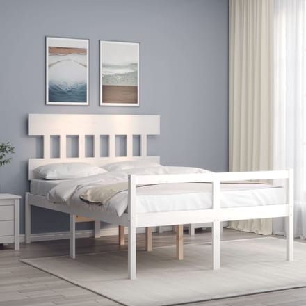 vidaXL - Seniorenbed - met - hoofdbord - massief - hout - wit - 140x200 - cm