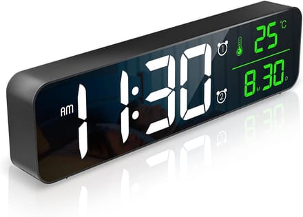 Wekker-Digitale wekker-Digitale led-wandklok- 26.5cm scherm- digitale wandwekker- datum/temperatuurweergave- met 1,2 m USB kabel