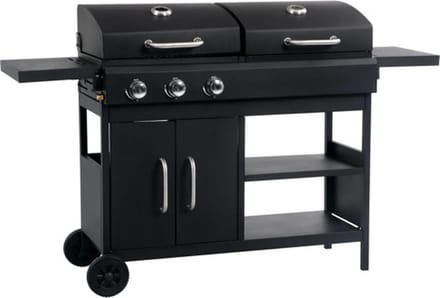 vidaXL Gas-/houtskoolbarbecue met 3 branders