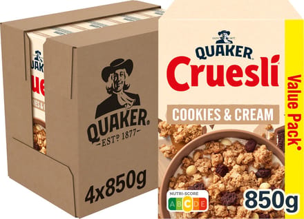 Quaker Cruesli Cookies & Cream - Ontbijtgranen - 4 x 800 gram