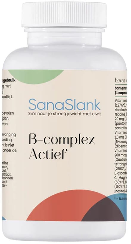 SanaSlank Vitamine B-Complex 60 Caps - Quatrefolic - Dubbele B12 - Vegan - Glutenvrij