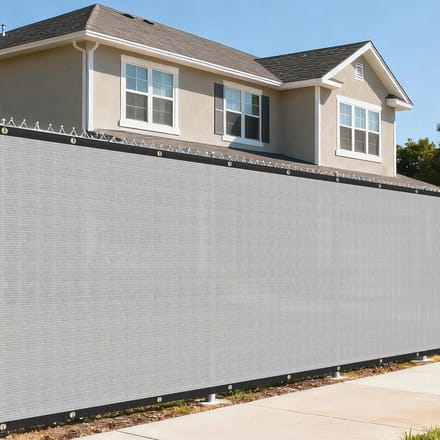 Privacy Scherm voor Tuin en Buitenruimte - Zware Kwaliteit Schaduwnet Lichtgrijs 6' x 45'