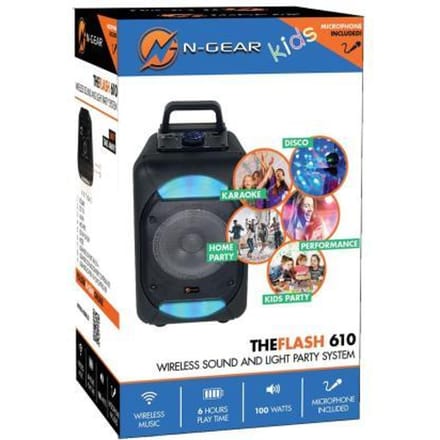 N-GEAR The Flash 610 - Bluetooth Speaker - Karaoke Set - Partybox met 1 Microfoon - Zwart