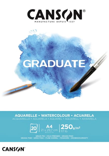 Aquarelpapier canson graduate 20vel 250gr a4 wit | 5 stuks