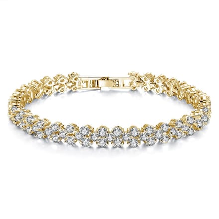 Lumici Kristallen Armband met Hartjes - Goud - 17 cm