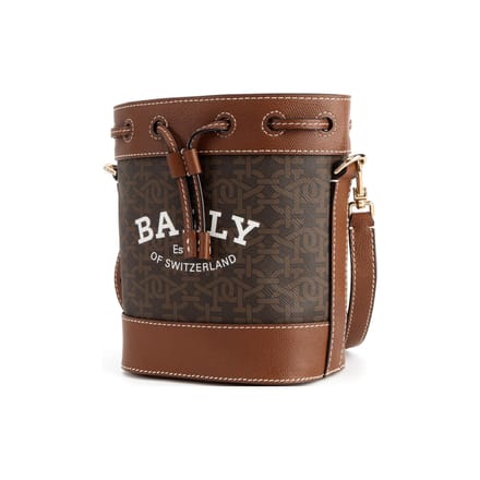 Bally Cleoh Sac Seau Vintage à Cordon Monogramme Sac Bandoulière Femme Marron 6301643 Basic Set (Bag+Dust Bag) gray
