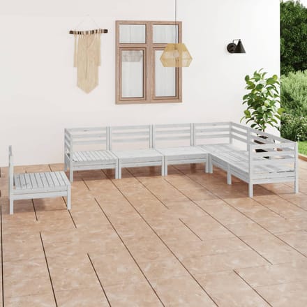 vidaXL - 7-delige - Loungeset - massief - grenenhout - wit