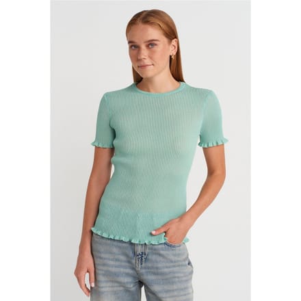 Slim Fit Geribbelde Rimpel Blouse