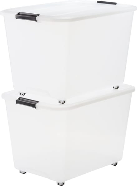 IRIS Topbox Opbergbox - 60L - Kunststof - Met wielen - Set van 2