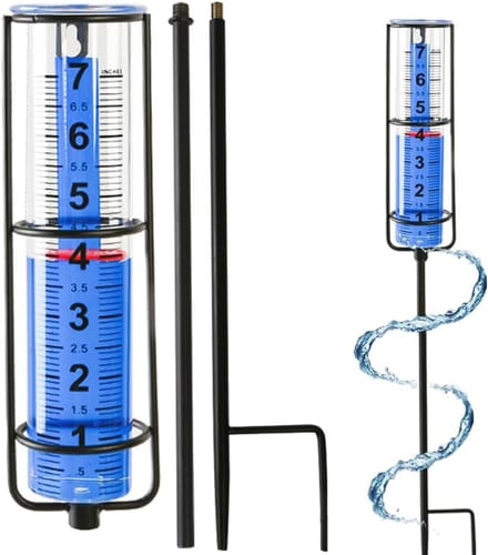Regenmeter voor Buiten 7 inch - Vorstbestendig met Lange Stake en Rode Float Marker
