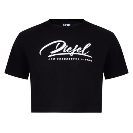 Diesel Dames Script Cropped T-Shirt (Caviar)