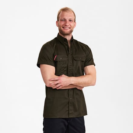 Engel Extend herenoverhemd met korte mouwen 7183-810 - Forest Green - 37/38