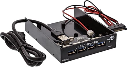 InLine® USB hub 3.0 4x voor het 3.5 (8.89cm) slot, zwart