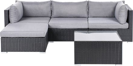 SANO - Loungeset voor 4 - Zwart - Rechtszijdig - PE rotan