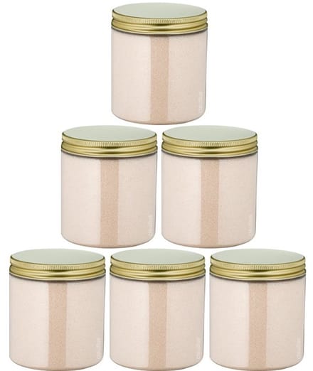 Scrubzout Amandel - 300 gram - Pot met gouden deksel - set van 6 stuks - Hydraterende Lichaamsscrub