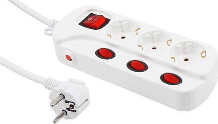 McPower Multiswitch Stekkerdoos - Verdeeldoos 3-voudig - Verdeelstekker met 1.5 meter kabel - Wit