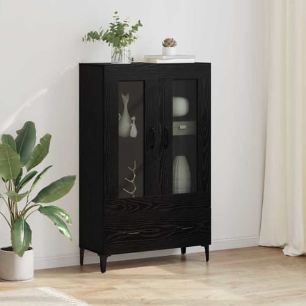 vidaXL Highboard Zwart Eiken 70 x 31 x 115 cm Gemonteerd hout en ijzer