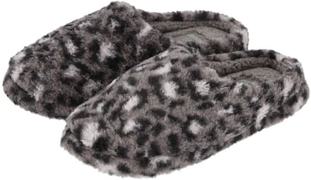 Apollo Instap sloffen - donkergrijs - luipaard print - pantoffels - antislip zool 41-42