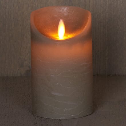 Anna's Collection Led kaars/stompkaars - 2x - taupe - H12,5 x D7,5 cm - wax - bewegende vlam