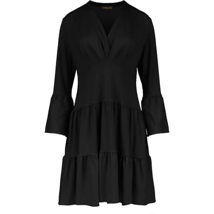 Zwarte jersey jurk met ruches