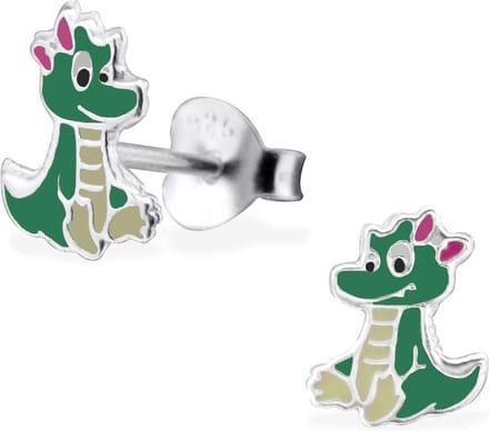 Princess Oorbellen Draakje - 925 Zilver E-Coating - Dier - 7x8mm
