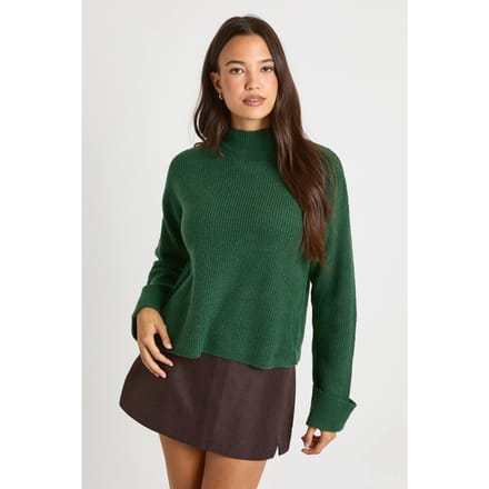 boohoo Dames High Neck Knit Jumper | Bottle Green | Maat: Medium