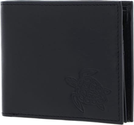 oxmox Leren portemonnee Leather Querscheinbörse Turtle Embossed Black zwart
