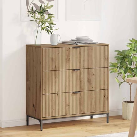vidaXL - Dressoir - met - lade - Artisan - Eiken - 79,5 - x - 33 - x - 82 - cm - Bewerkt - hout