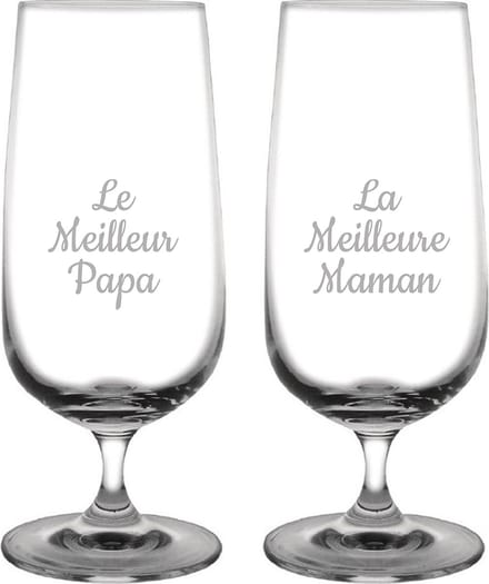 Bierglas op voet gegraveerd - 41cl - Le Meilleur Papa & La Meilleure Maman